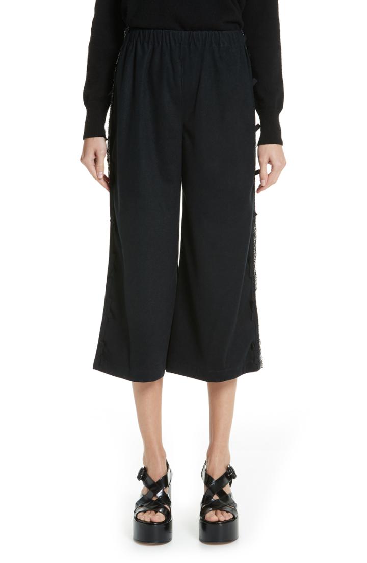 Women's Tricot Comme Des Garcons Beaded Ribbon Culottes, Size - Black