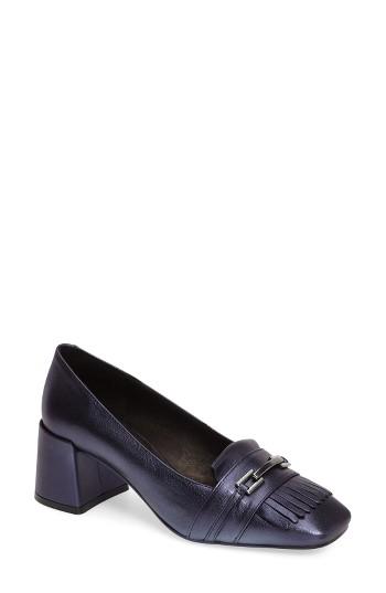 Women's Topshop 'justify' Block Heel Loafer Pump .5us / 38eu - Blue