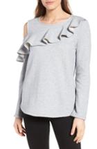 Women's Pleione Ruffled Cold Shoulder Sweatshirt - Grey