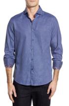 Men's Stone Rose Trim Fit Delave Wash Sport Shirt