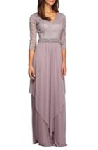Petite Women's Alex Evenings Embellished Lace & Chiffon Gown P - Pink