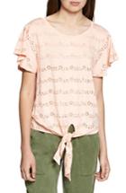 Women's Sanctuary Hayden Eyelet Tee, Size Regular - Coral