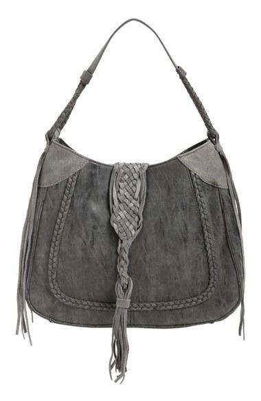 Sole Society 'vail' Braided Trim Faux Suede Shoulder Bag -