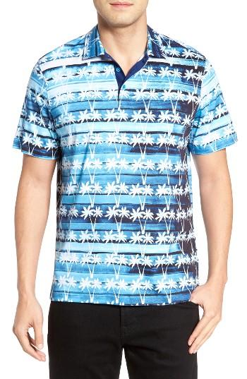 Men's Bugatchi Mercerized Jersey Polo - Blue