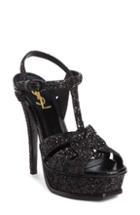 Women's Saint Laurent Tribute Genuine Snakeskin Glitter Platform Sandal