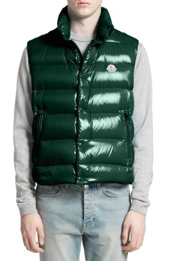 Men's Moncler Tib Lacquered Down Vest - Green