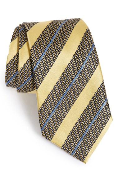 Men's Ermenegildo Zegna Stripe Silk Tie, Size - Yellow