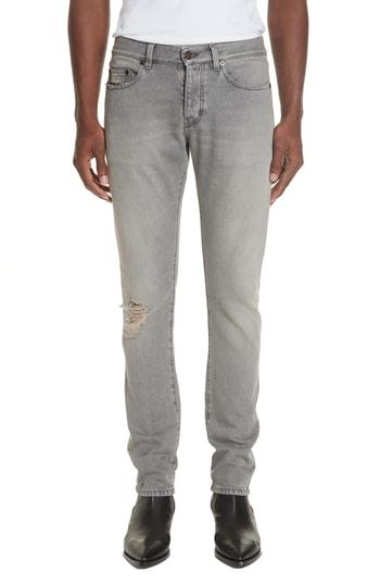Men's Saint Laurent Slim Leg Denim Jeans - Grey