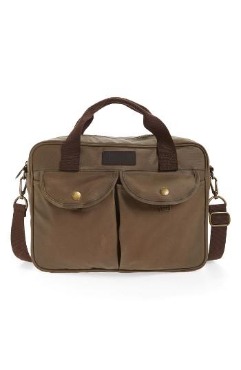 Men's Barbour 'longthorpe' Waxed Canvas Laptop Bag - Metallic