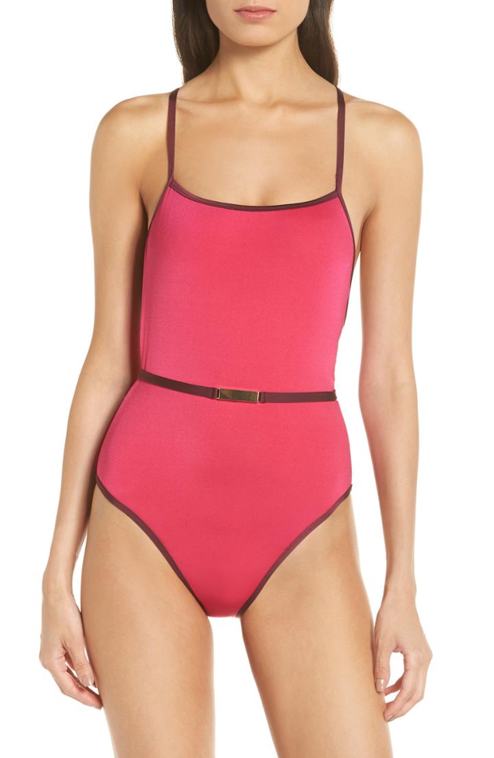 Women's Dvf Belted One-piece Swimsuit