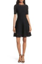 Women's Milly Pointelle Detail Knit Fit & Flare Dress, Size - Black