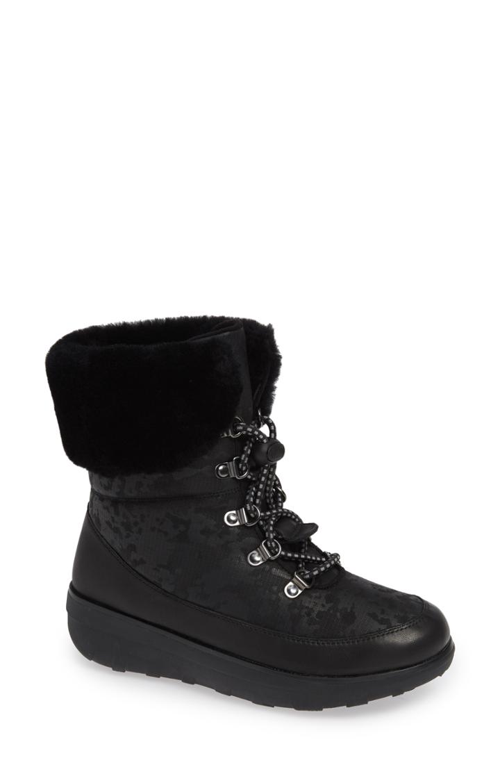 Women's Fitflop Holly Waterproof Genuine Shearling Lined Bootie