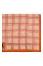 Men's Robert Talbott Plaid Silk Pocket Square, Size - Orange