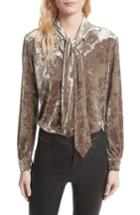 Women's L'agence Gisele Crushed Velvet Tie Neck Blouse - Metallic