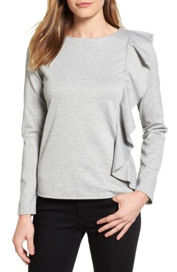 Women's Halogen Ruffle Trim Top - Grey