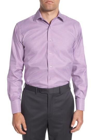 Men's Lorenzo Uomo Trim Fit Check Dress Shirt - 32 - Purple