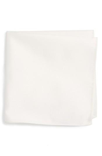 Men's Boss Solid Silk Pocket Square, Size - White