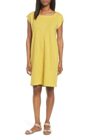 Women's Eileen Fisher Hemp & Organic Cotton Square Neck Shift Dress - Green