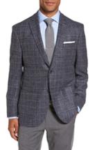Men's Jkt New York Trim Fit Plaid Wool Blend Sport Coat S - Grey