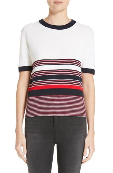 Women's Rag & Bone Krista Stripe Knit Merino Wool Tee