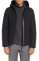 Men's Mackage Lux Water Repellent Hooded Down Jacket With Leather Trim