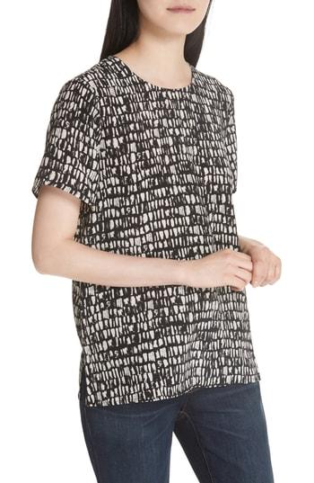 Women's Eileen Fisher Print Silk Top, Size - Beige
