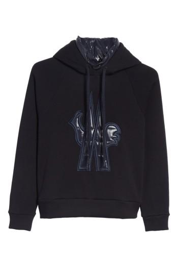 Men's Moncler Grenoble Logo Patch Hooded Sweatshirt, Size - Blue