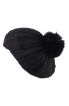 Women's Helen Kaminski Genuine Fox Fur Pompom Cashmere Beret - Black
