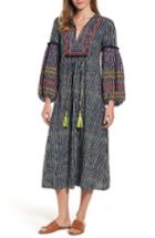 Women's Velvet By Graham & Spencer Embroidered Peasant Midi Dress