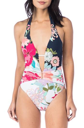 Women's Trina Turk Royal Botanical One-piece Swimsuit - Blue