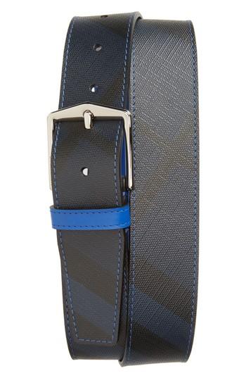 Men's Burberry Leather Belt - Navy/ Blue