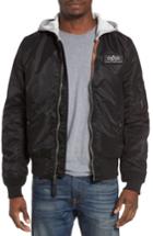 Men's Alpha Industries Lightweight L2-b Flight Jacket With Knit Hood, Size - Black