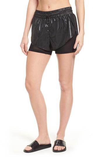 Women's Ivy Park Hi Shine Double Layer Shorts - Black