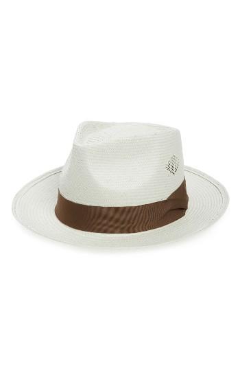 Men's Brixton Havasu Straw Fedora - White