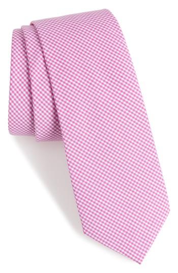 Men's Nordstrom Men's Shop Sydney Check Cotton Skinny Tie, Size - Pink