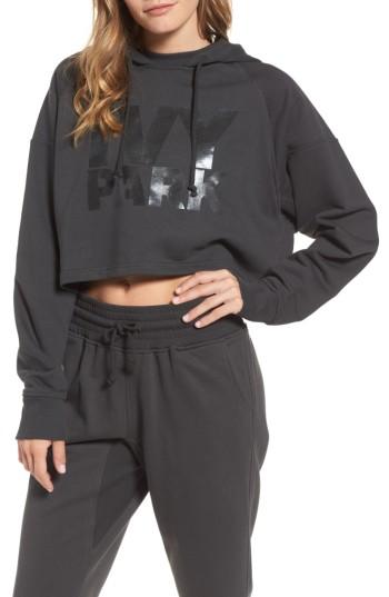 Women's Ivy Park Washed Jersey Logo Crop Hoodie - Black