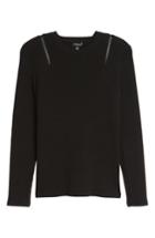 Women's Kenneth Cole New York Zip Shoulder Ribbed Sweater - Black