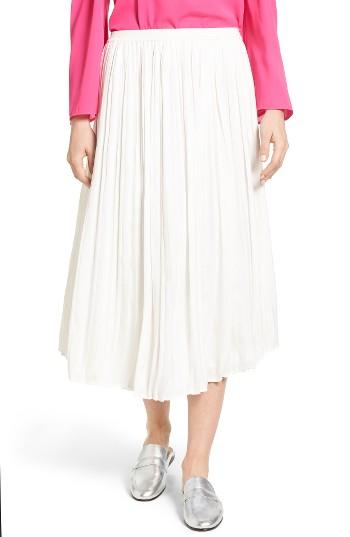 Women's Vince Camuto Pleat Midi Skirt - White