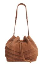 Ten79la Chevron Fringe Suede Bucket Bag - Brown