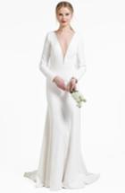 Women's Jenny By Jenny Yoo Blythe Plunging Crepe Gown - Ivory