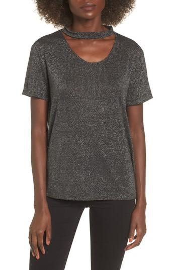 Women's Lurex Choker Tee - Black