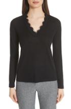 Women's Emporio Armani Lace Trim Cashmere Top Us / 40 It - Black