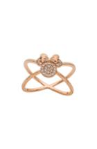 Women's Disney Minnie Mouse Rose Gold & Crystal Cross Ring