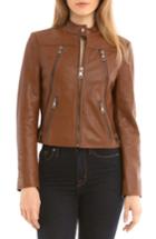 Women's Bagatelle Textured Leather Jacket - Brown