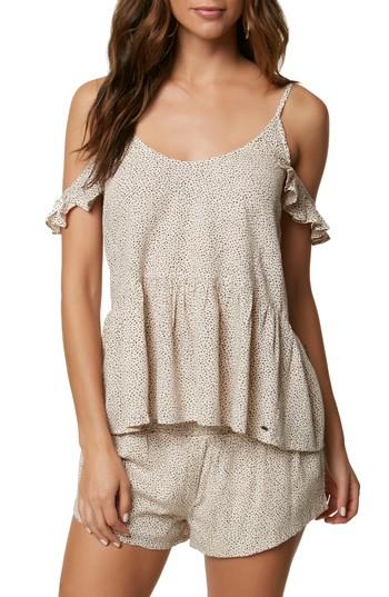 Women's O'neill Moe Cold Shoulder Peplum Hem Top - Beige