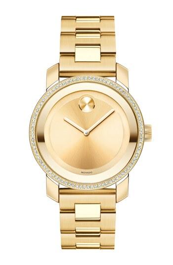 Women's Movado 'bold' Diamond Bezel Bracelet Watch, 36mm