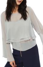 Women's Topshop Flute Sleeve Crinkle Blouse Us (fits Like 2-4) - Grey