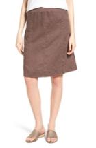 Women's Eileen Fisher Organic Linen Knee Length Skirt, Size Xx-small - Brown (regular & ) (online Only)
