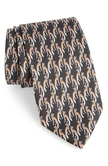 Men's Salvatore Ferragamo Fidia Print Silk Tie, Size - Black