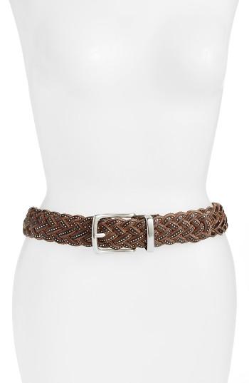 Women's Frye Braided Leather Belt - Dark Brown